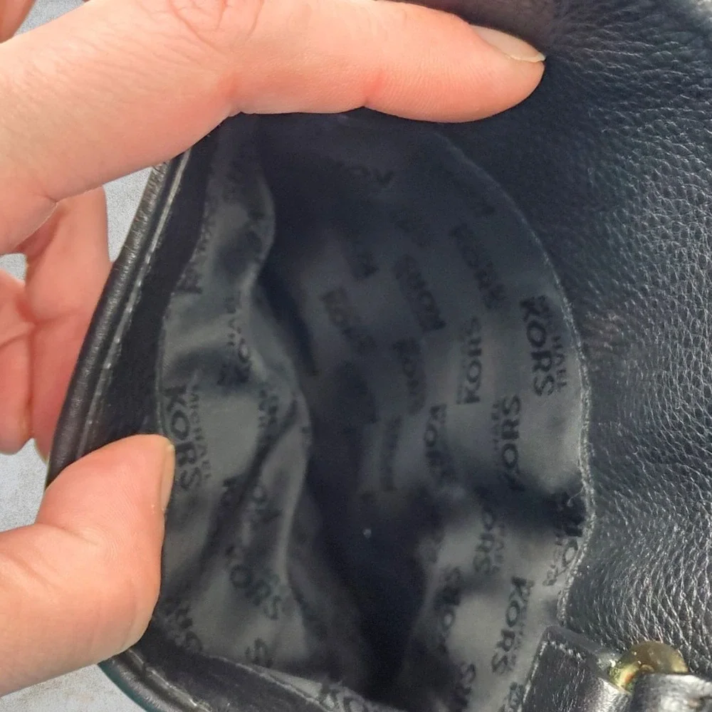 Michael Kors Fulton Black Pebbled Leather Crossbody Bag Gold MK Logo‎ Small